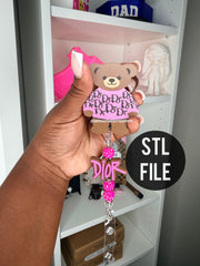 Designer bear badge reel 3mf file