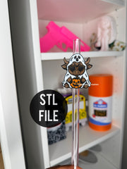 HALLOWEEN Highland cow Straw topper 3MF | STL FILE
