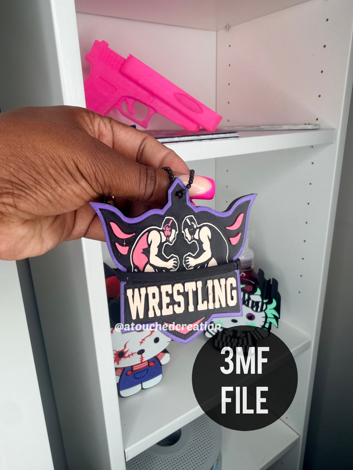 Wrestling Ponytail Holder Keychain 3MF File