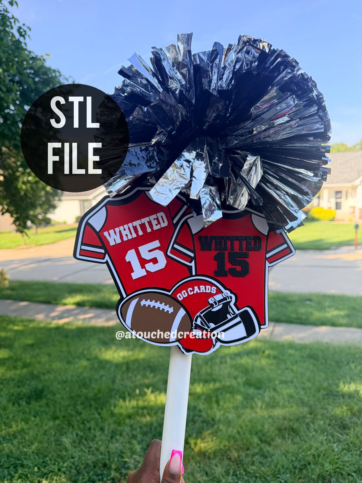 FOOTBALL BROS EDITABLE Cheer Stick 3MF| STL File