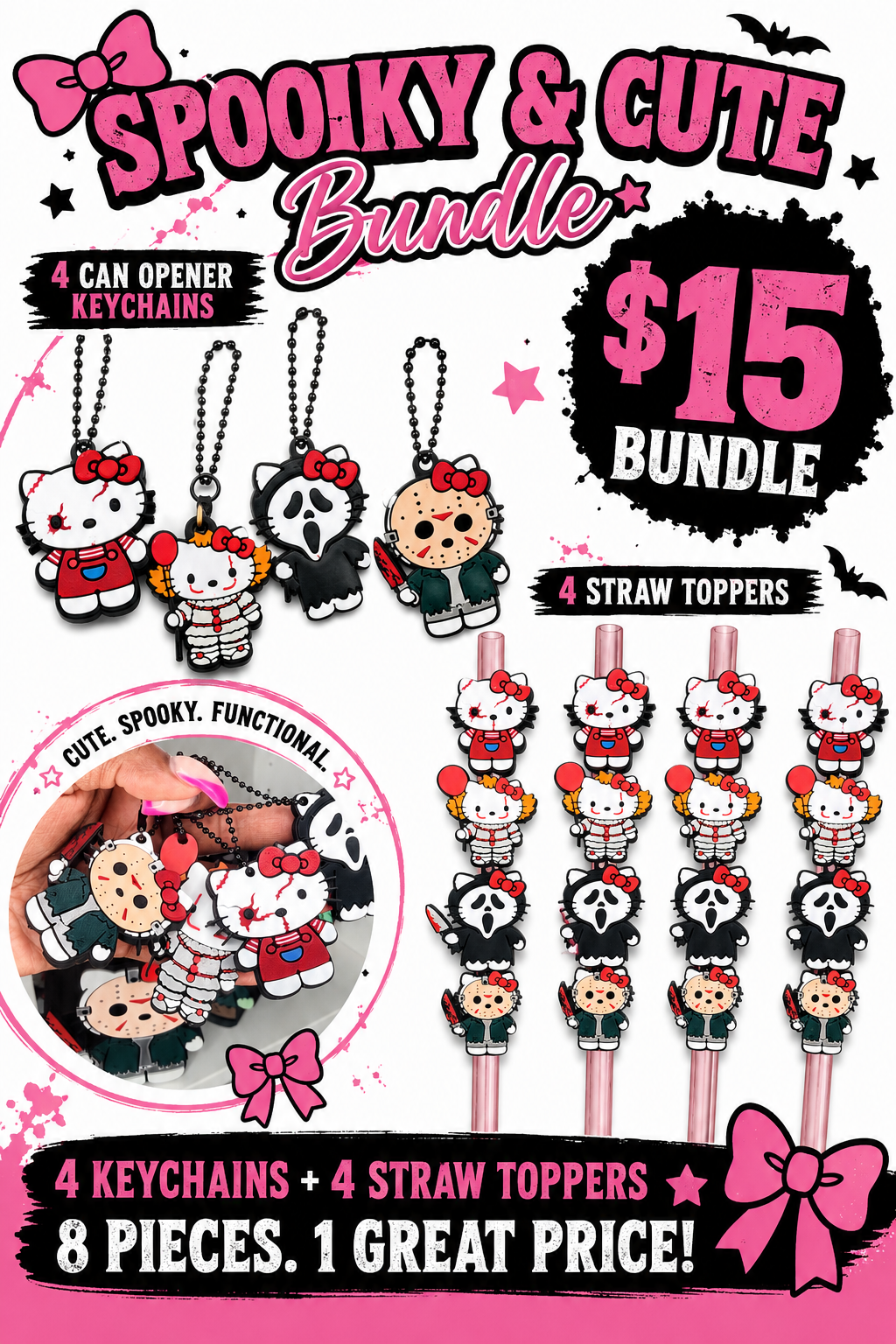HK Spooky Straw + can Opener Keychain Bundle 3MF | STL FILE
