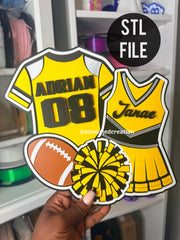 FOOTBALL x CHEER EDITABLE Cheer Stick 3MF| STL File