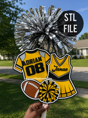 FOOTBALL x CHEER EDITABLE Cheer Stick 3MF| STL File