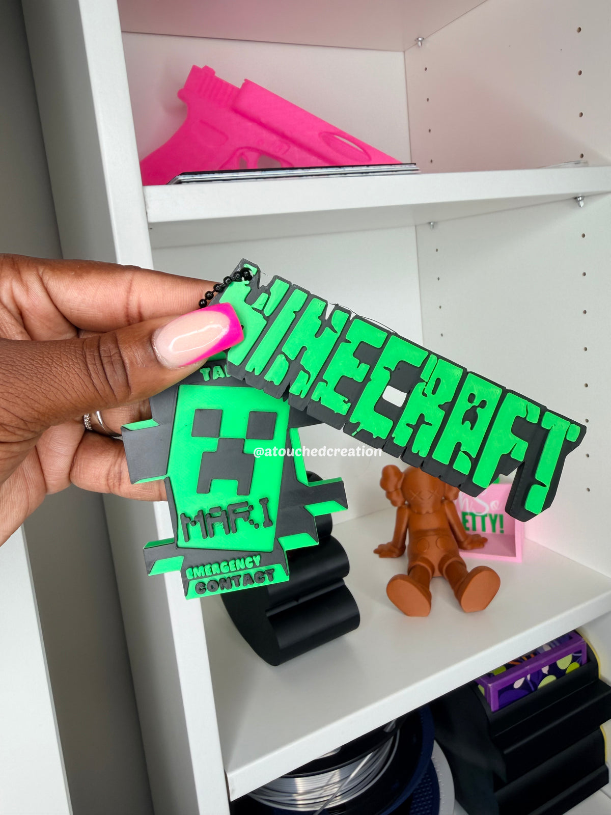 Mine Game Emergency Contact Keychain