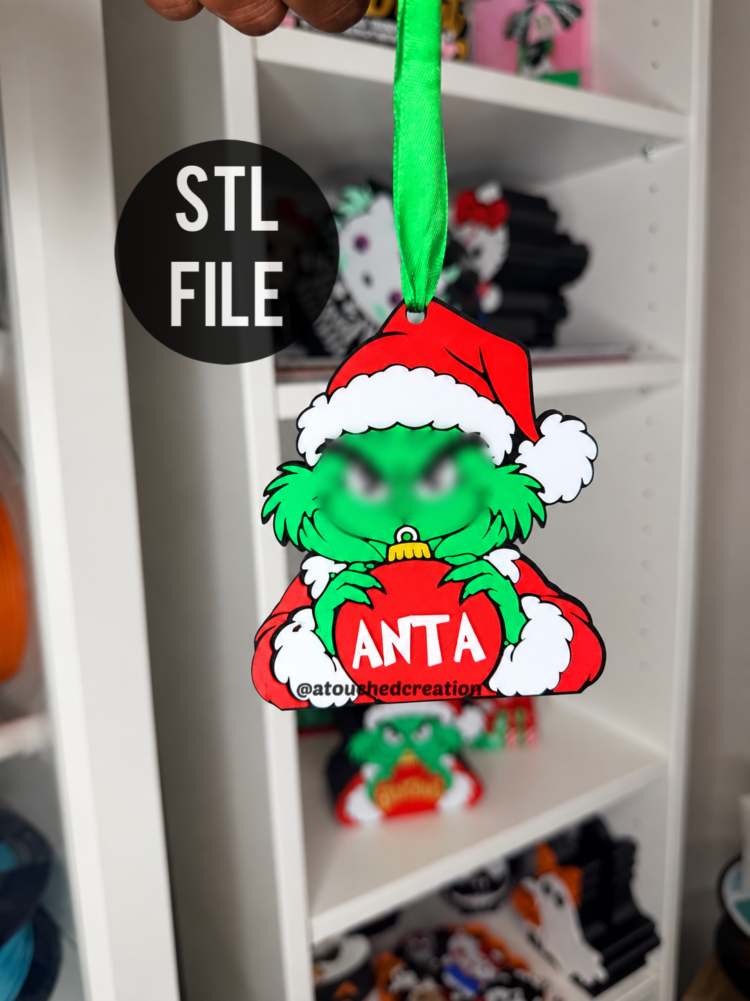 GREEN MONSTER CHRISTMAS ORNAMENT 3MF | STL FILE