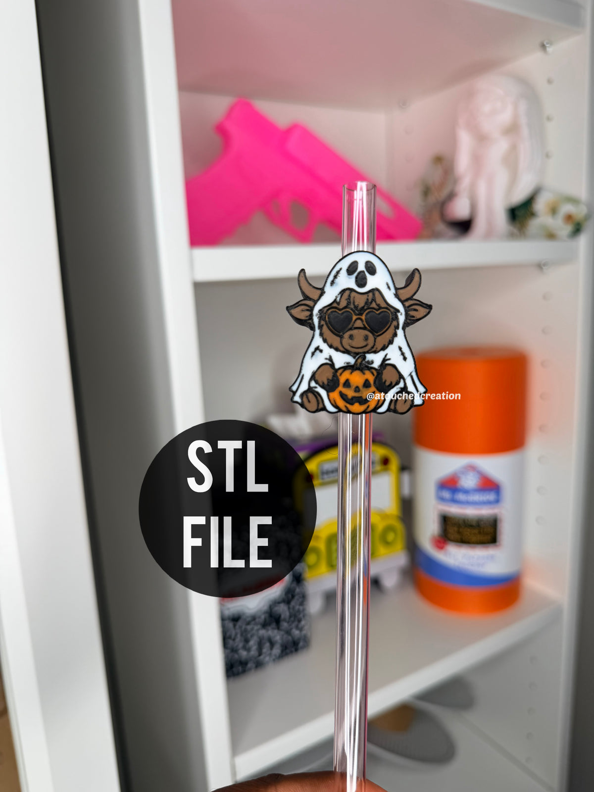 HALLOWEEN Highland cow Straw topper 3MF | STL FILE