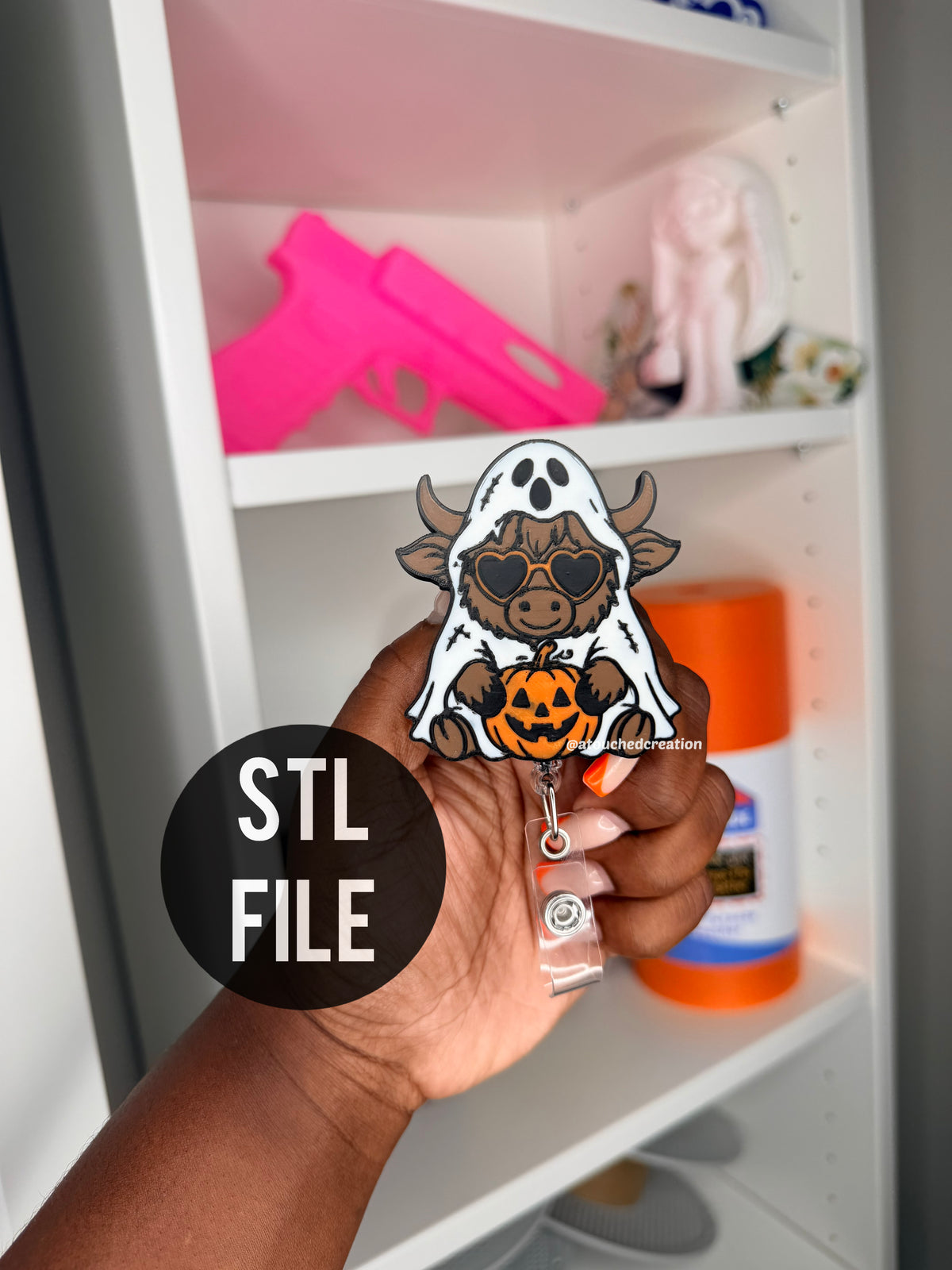 HALLOWEEN Highland cow BADGE 3MF | STL FILE