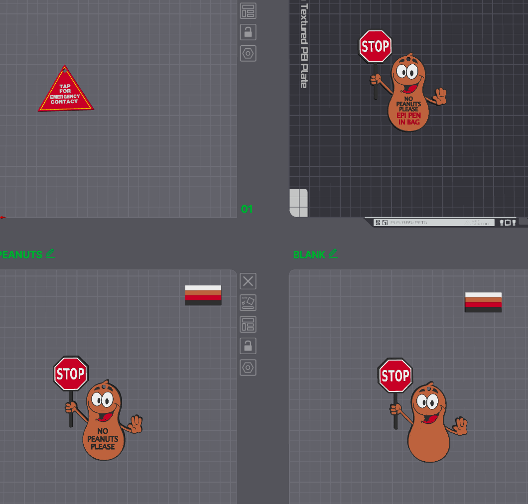 PEANUT EMERGENCY CONTACT KEYCHAIN 3MF | STL